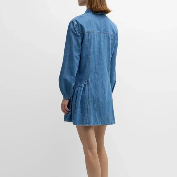 Veronica Beard Chaia Long-Sleeve Denim Mini Shirtdress Size 0